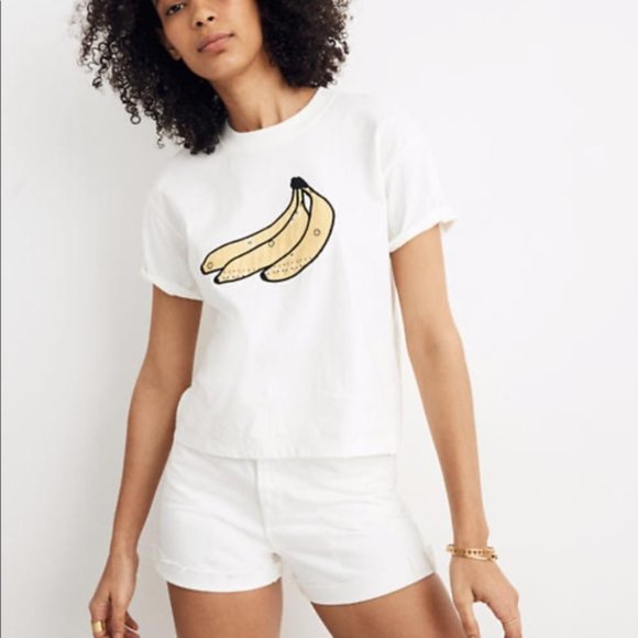 Madewell Tops - Madewell Banana Bandana White T-shirt Size S